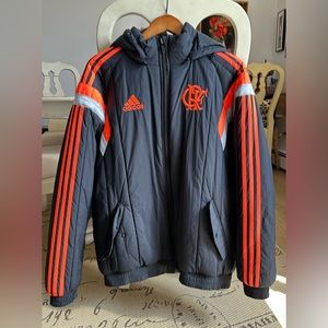 Flamengo Adidas hooded puffer jacket w the Flamengo football/ soccer tea…